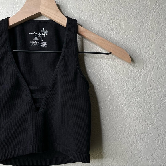 Intimately Free People Black Ribbed Crop Top V Neckline Seamless Tank - Picture 5 of 11